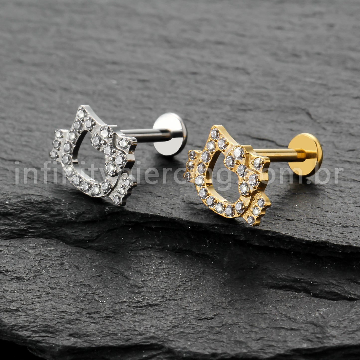 Piercing Labret Titânio Gatinha Com Laço