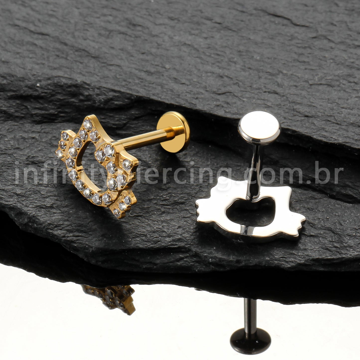 Piercing Labret Titânio Gatinha Com Laço