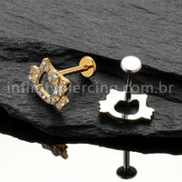 Piercing Labret Titânio Gatinha Com Laço