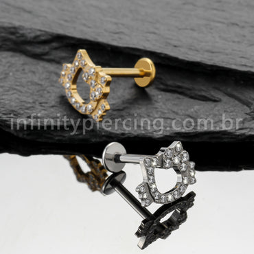 Piercing Labret Titânio Gatinha Com Laço
