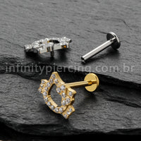 Piercing Labret Titânio Gatinha Com Laço