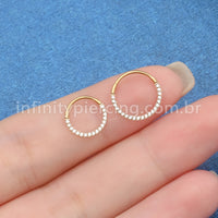 Piercing Argola Aço Cirúrgico Segmento Articulado Zircônia Frontal