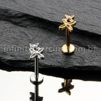 Piercing Labret Titânio Duas Flores