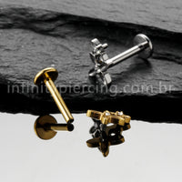 Piercing Labret Titânio Duas Flores