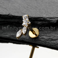 Piercing Labret Titânio Cluster Zircônia Cravejada
