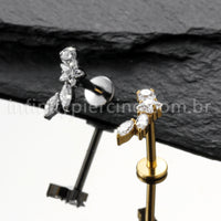 Piercing Labret Titânio Cluster Zircônia Cravejada