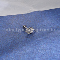 Piercing Labret Titânio Folha Zircônia Cravejada