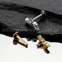 Piercing Labret Titânio Cluster Zircônia Cravejada