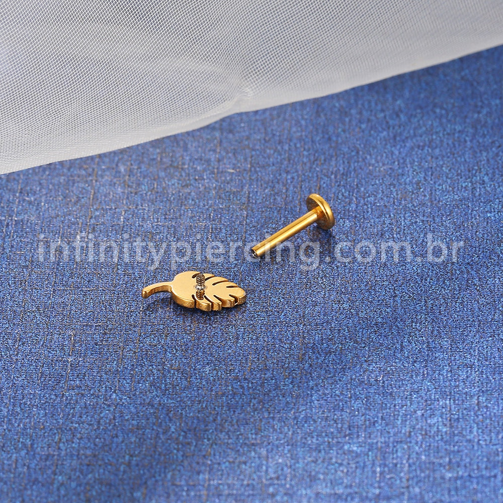 Piercing Labret Titânio Folha Zircônia Cravejada