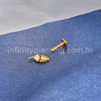 Piercing Labret Titânio Folha Zircônia Cravejada