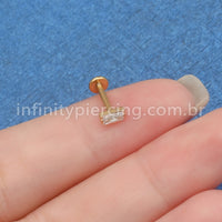 Piercing Labret Aço Cirúrgico Retângulo Zircônia