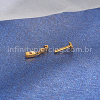 Piercing Labret Titânio Zircônia Cravejada Com Pingente Quadrado