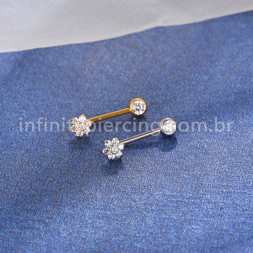Piercing Titânio Intimo Flor Zircônia Cravejada