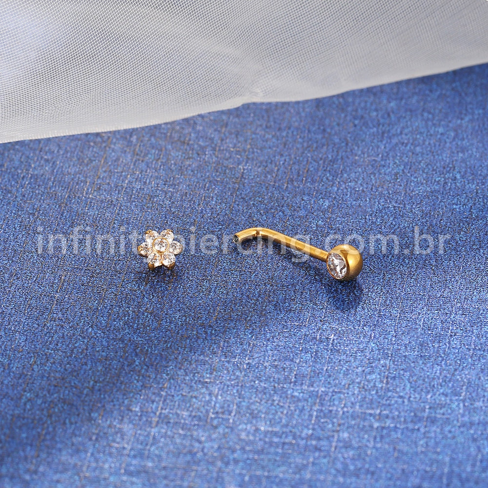 Piercing Titânio Intimo Flor Zircônia Cravejada