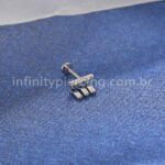 Piercing Labret Titânio Barra Com Pingentes Zircônia Cravejada