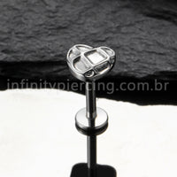 Piercing Labret Titânio Coração Jogo Da Velha