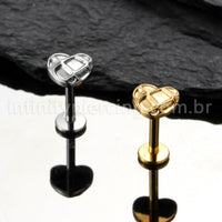 Piercing Labret Titânio Coração Jogo Da Velha