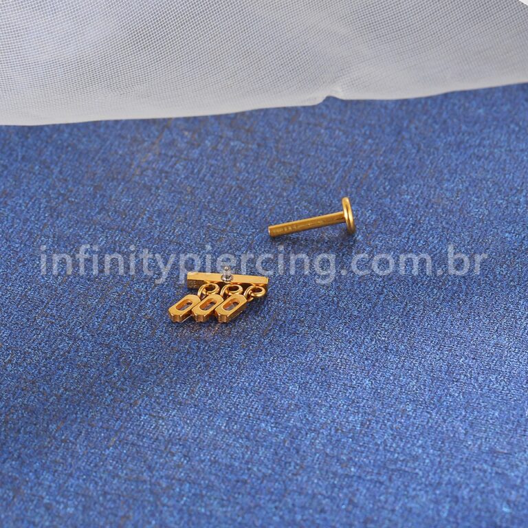 Piercing Labret Titânio Barra Com Pingentes Zircônia Cravejada
