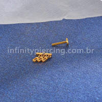 Piercing Labret Titânio Barra Com Pingentes Zircônia Cravejada