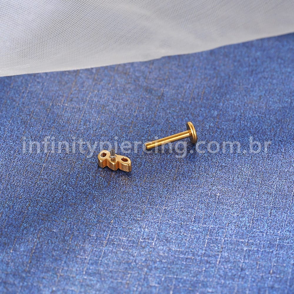 Piercing Labret Titânio 3 Pedras Zircônia Cravejada