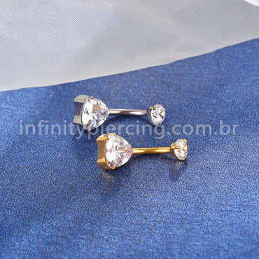Piercing Banana Titânio 2 Pedras Zircônia