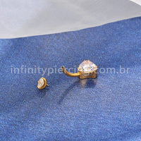 Piercing Banana Titânio 2 Pedras Zircônia