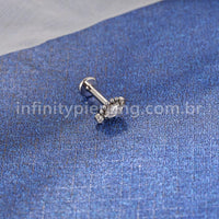 Piercing Labret Aço Cirúgico Indiano Zircônia Cravada