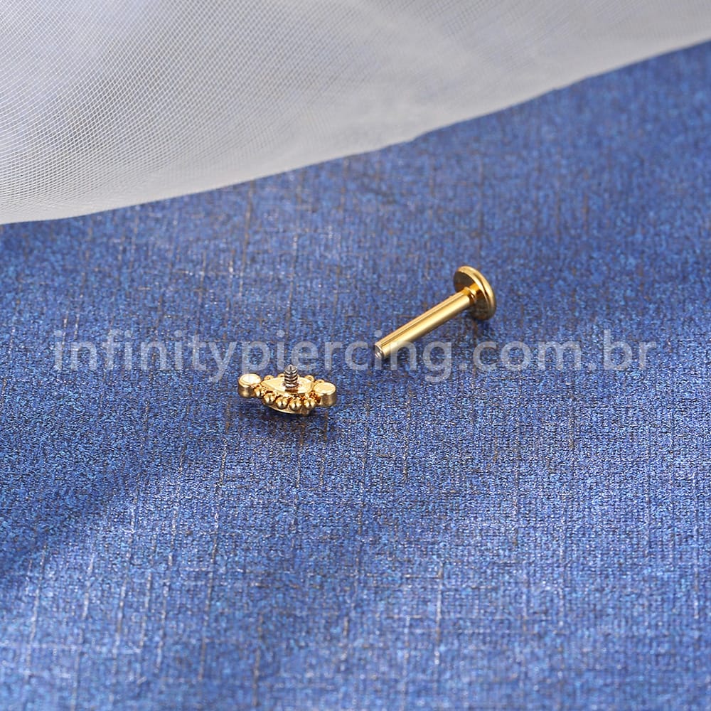 Piercing Labret Aço Cirúgico Indiano Zircônia Cravada