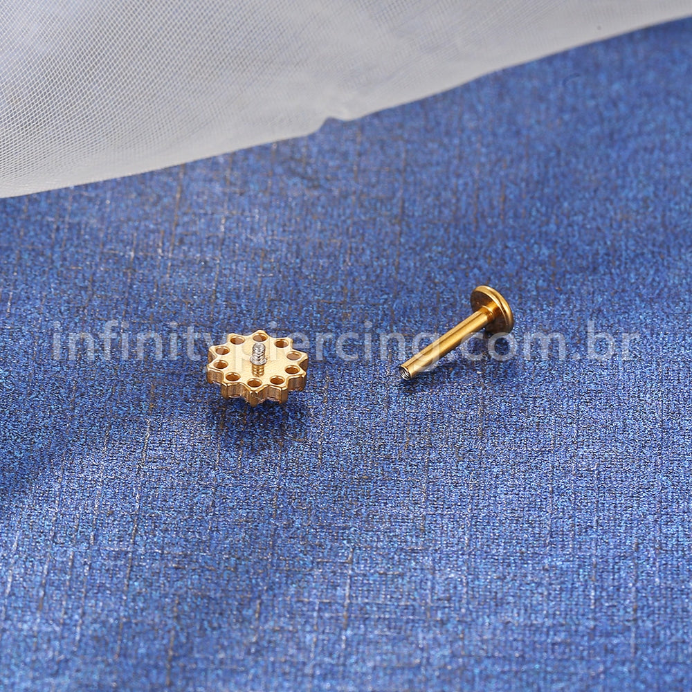Piercing Labret Aço Cirúrgico Flor  Zircônia Cravejada