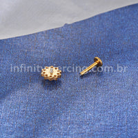 Piercing Labret Aço Cirúrgico Flor  Zircônia Cravejada