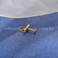 Piercing Labret Titânio Curvo Zircônia Cravejada Com Correntes