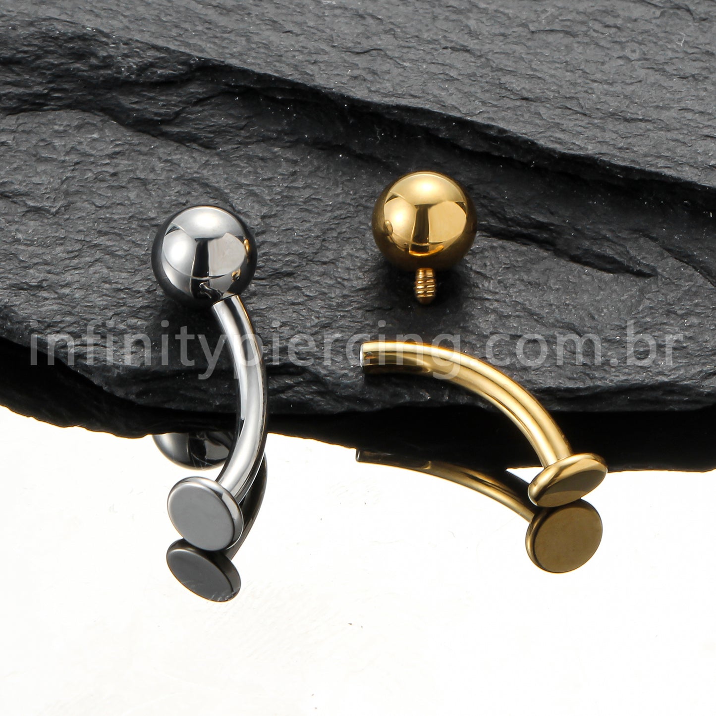 Piercing Banana Titânio Floating Bolinha