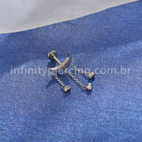 Piercing Labret Titânio Lua Com Corentes Zircônia Cravada