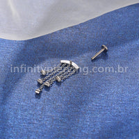 Piercing Labret Titânio Curvo Com Corentes Zircônia Cravejada