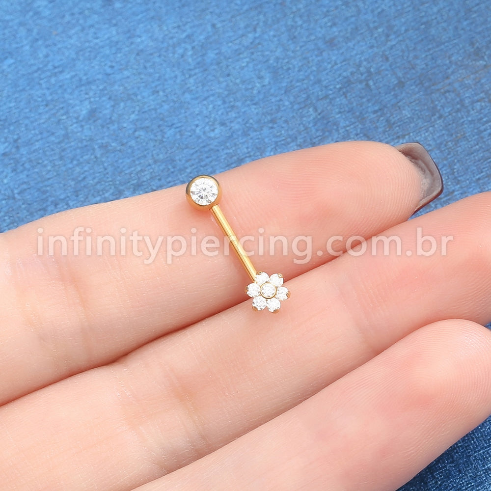 Piercing Titânio Intimo Flor Zircônia Cravejada
