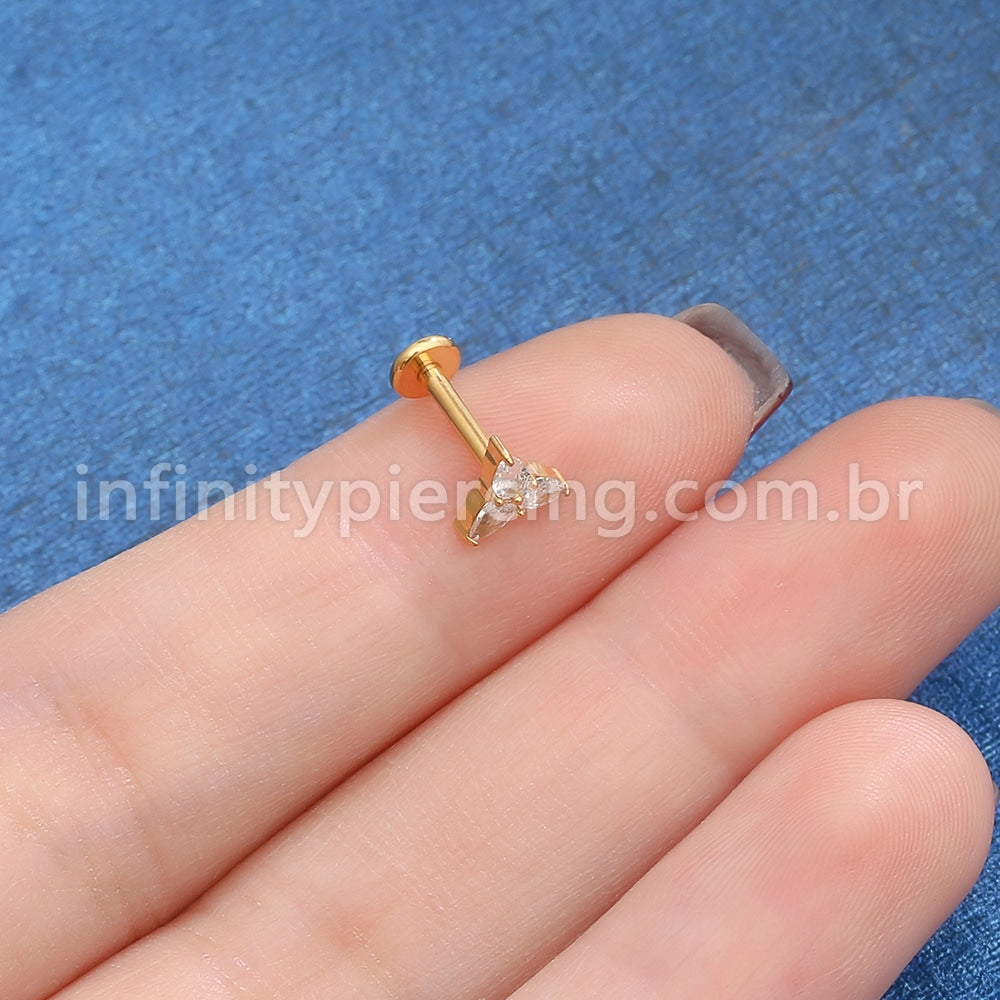 Piercing Labret Titânio Trinity Zircônia Cravejada