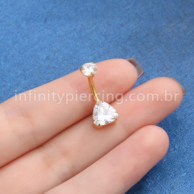 Piercing Banana Titânio 2 Pedras Zircônia