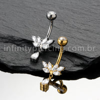 Piercing Banana Titânio Zircônia Cravejada Com Pingente