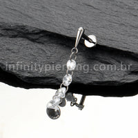 Piercing Labret Titânio Com Pingente Zircônias