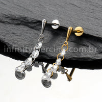 Piercing Labret Titânio Com Pingente Zircônias