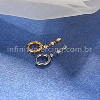 Piercing Argola Titânio Com Pingente Zircônia Cravejada