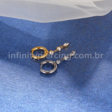 Piercing Argola Titânio Com Pingente Zircônia Cravejada