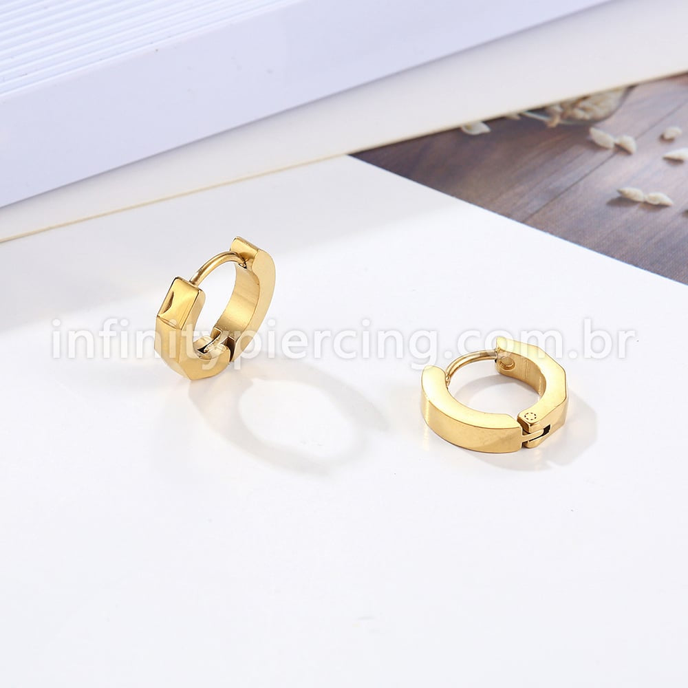 Argola Aço Inoxidável Linhas Strass