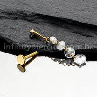 Piercing Labret Titânio Com Pingente Zircônias