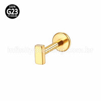 Piercing Labret Rosca Interna Titânio Retângulo