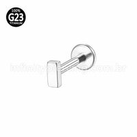 Piercing Labret Rosca Interna Titânio Retângulo