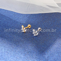 Piercing Labret Titânio Folha Zircônia Cravejada