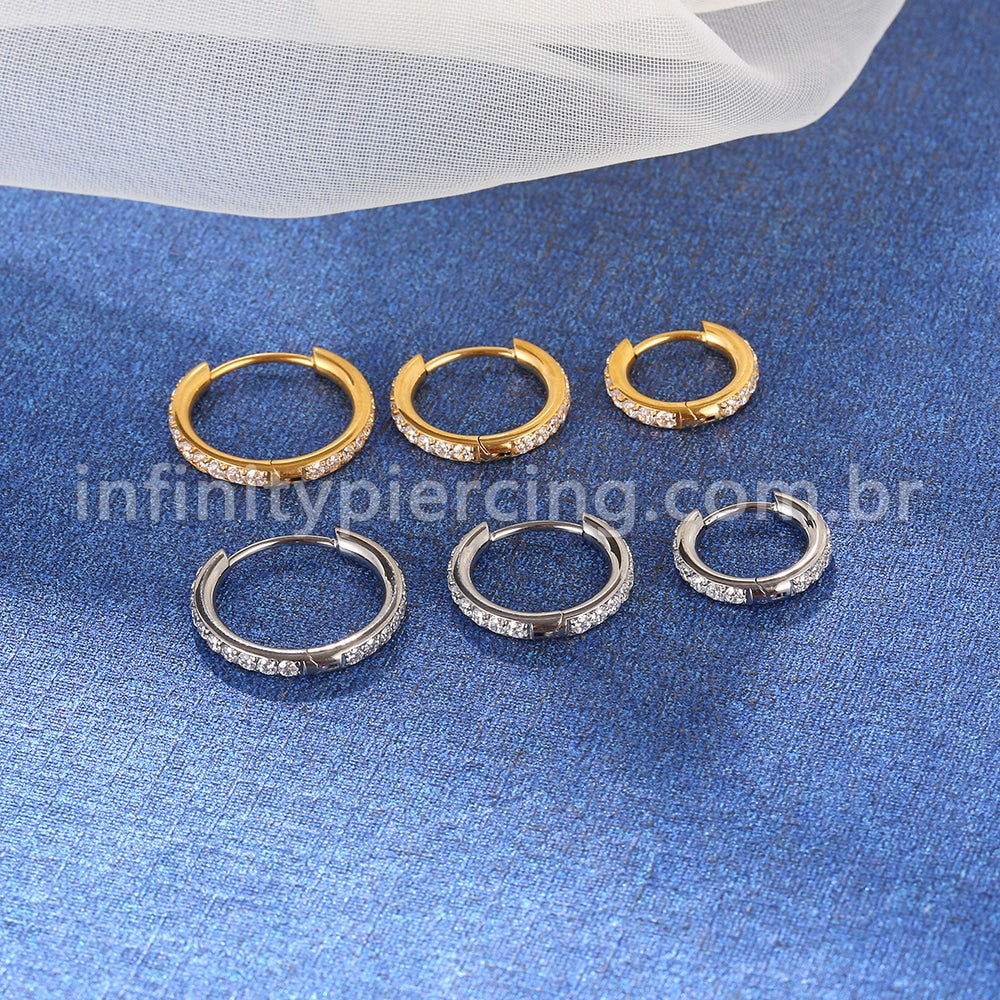 Piercing Argola Titânio Zircônia Cravejada