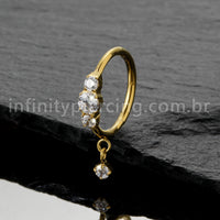Piercing Argola Titânio Zircônia Cravejada Com Pingente