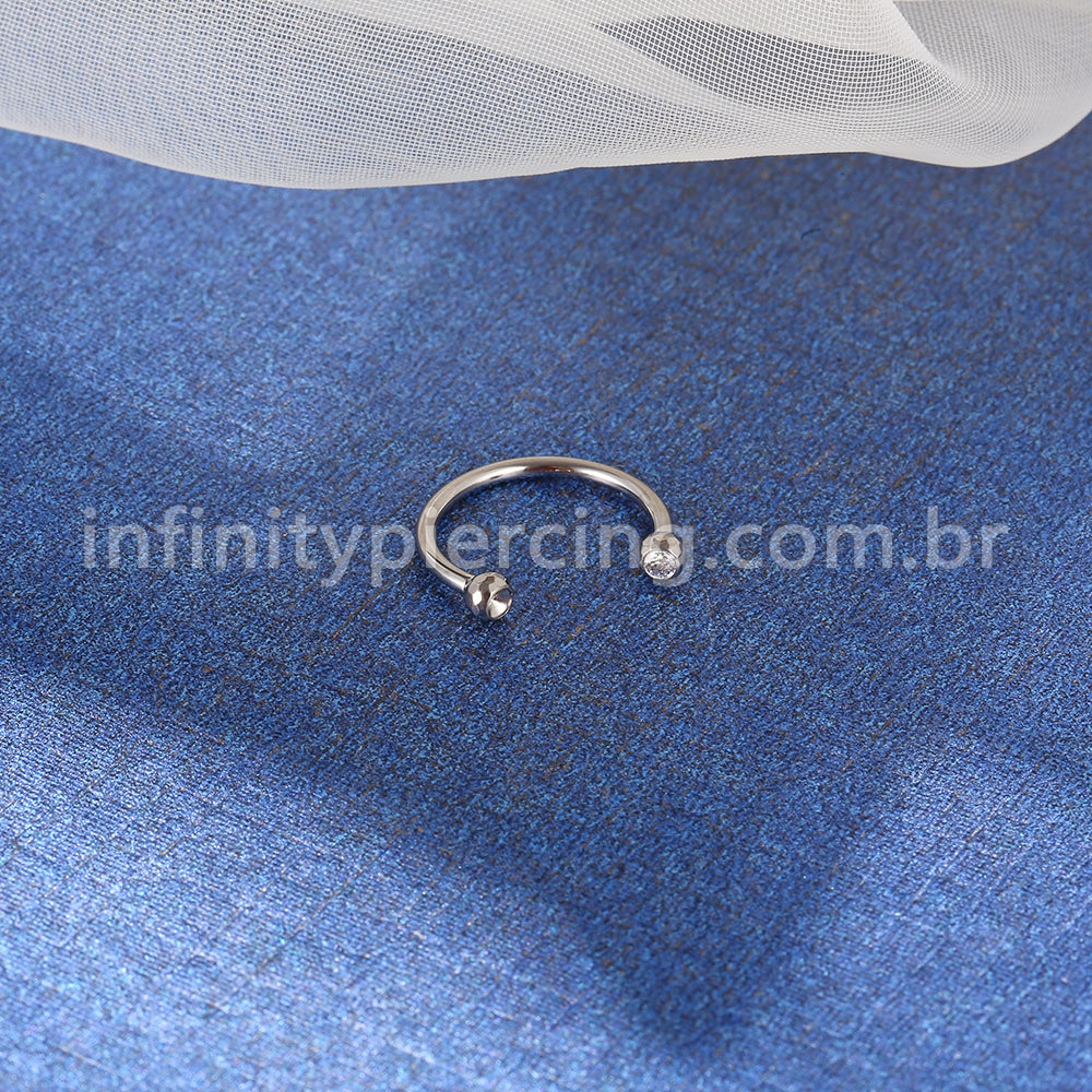 Piercing Ferradura Lapidada Titânio Com Zircônia Cravada Rosca Interna